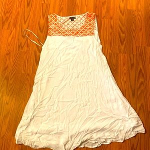 White dress, size large, coral design at the top,